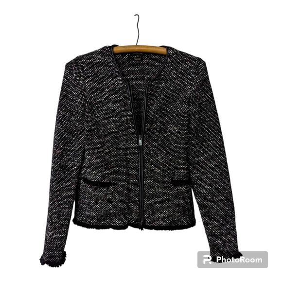 Massimo Dutti Black Tweed Zip Jacket - Picture 2 of 7